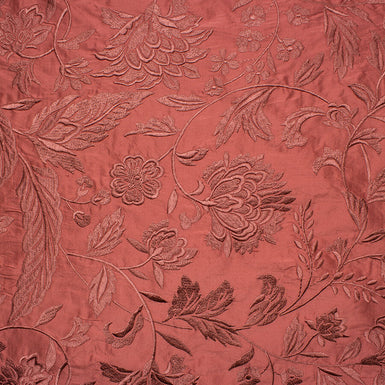 Terracotta Floral Embroidered Dupion