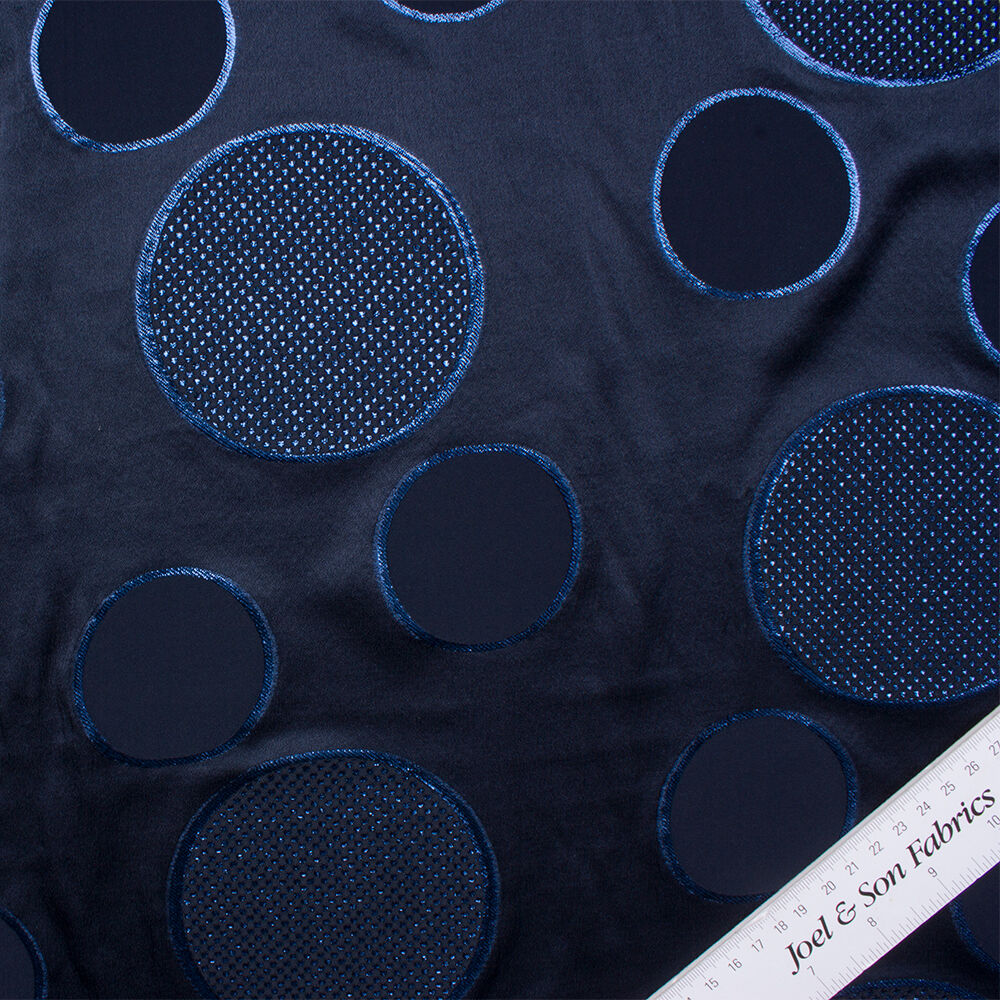 Midnight Blue Silk 'Circle' Jacquard Lamé