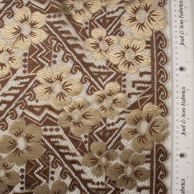 Brown/Gold Floral Metallic Lace