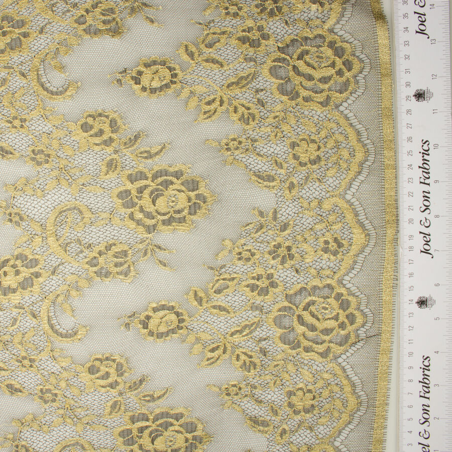 Black/Gold Chantilly Lace (A 2m Piece)