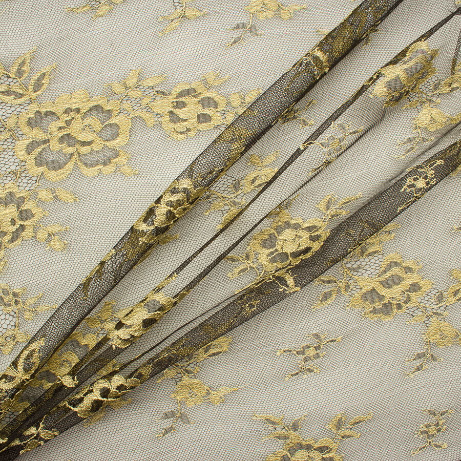 Black/Gold Chantilly Lace (A 2m Piece)