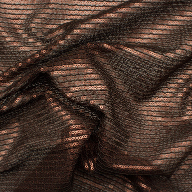 Brown Sequinned Corded Lace
