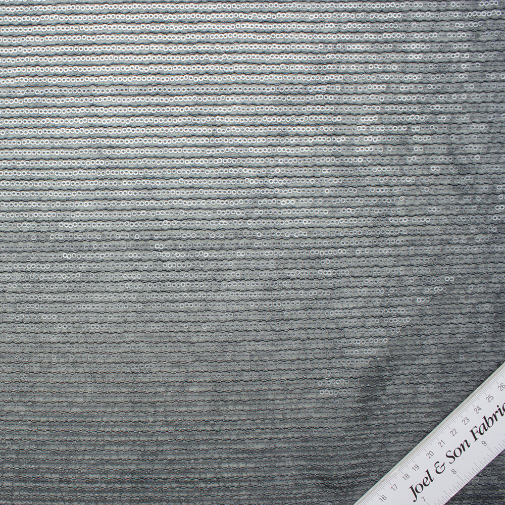 Slate Grey Sequinned Corded Lace