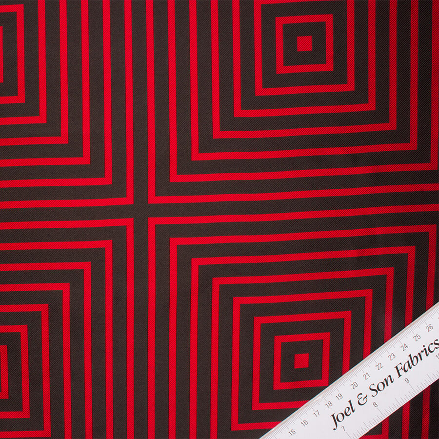 Red/Black Geometric Silk Jacquard (A 3m Piece)
