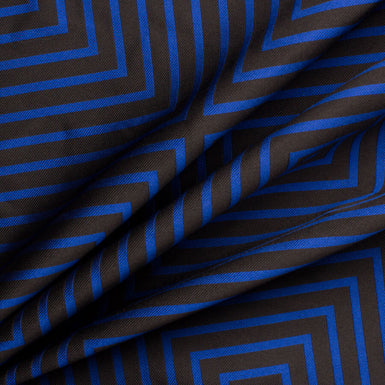 Black/Blue Geometric Silk Jacquard
