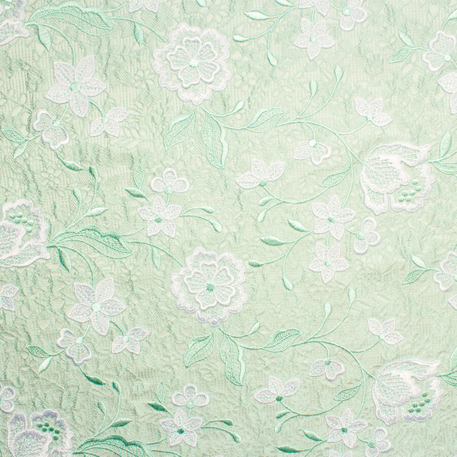 Soft Mint Floral Embroidered Cloqué