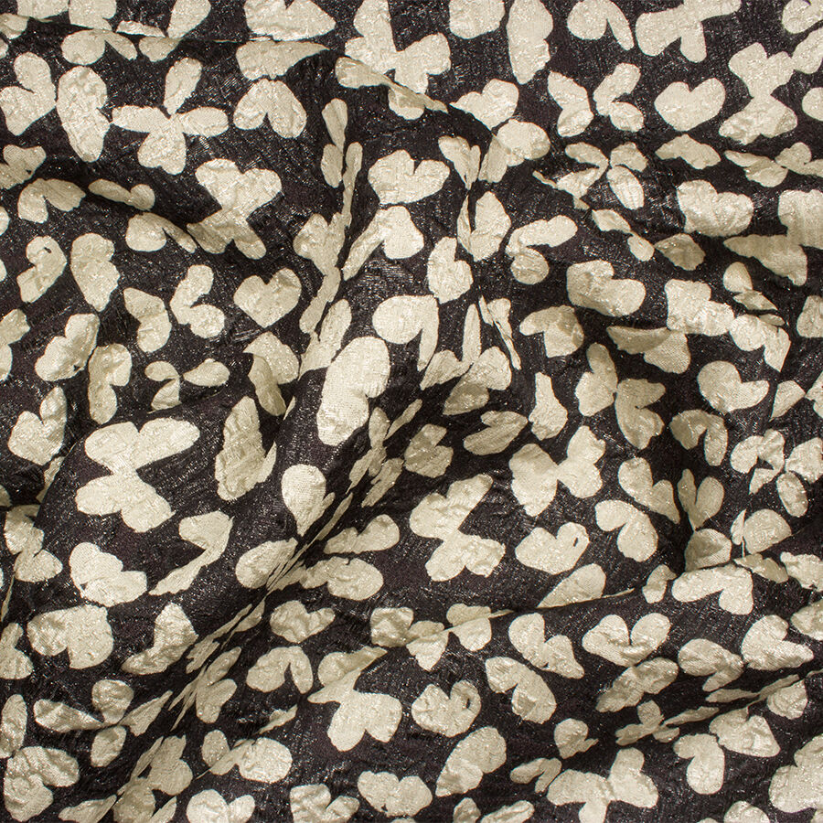 Black & Ivory Metallic Butterfly Cloqué