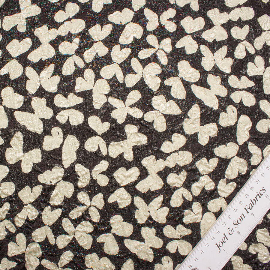 Black & Ivory Metallic Butterfly Cloqué