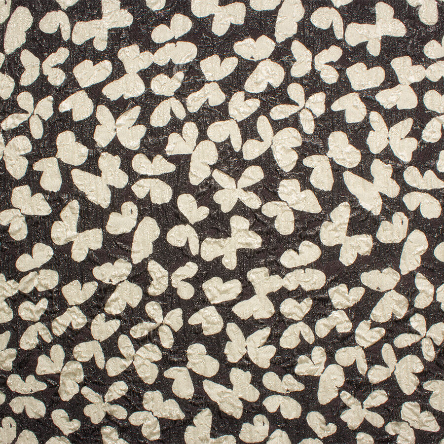Black & Ivory Metallic Butterfly Cloqué