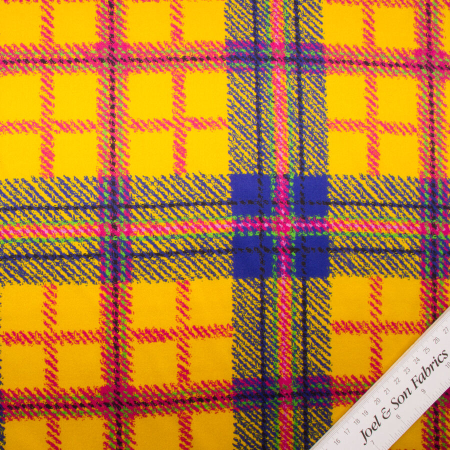 Yellow/Multi Tartan Silk Satin