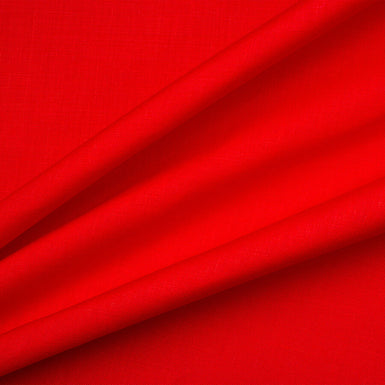 Bright Red Linen & Viscose Blend