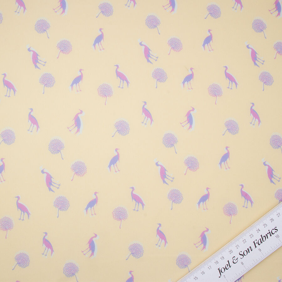 Yellow 'Birds' Silk Georgette