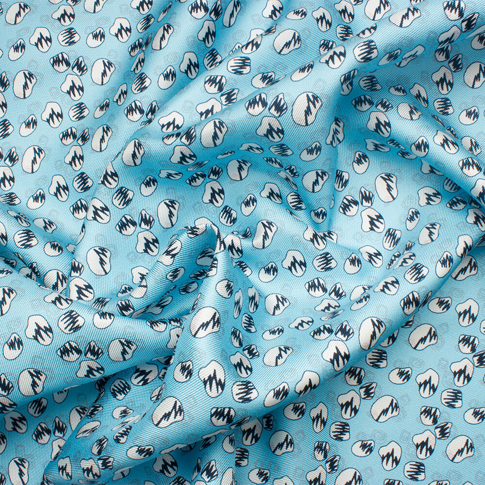 Blue Abstract Silk Twill (A 2.50m Piece)