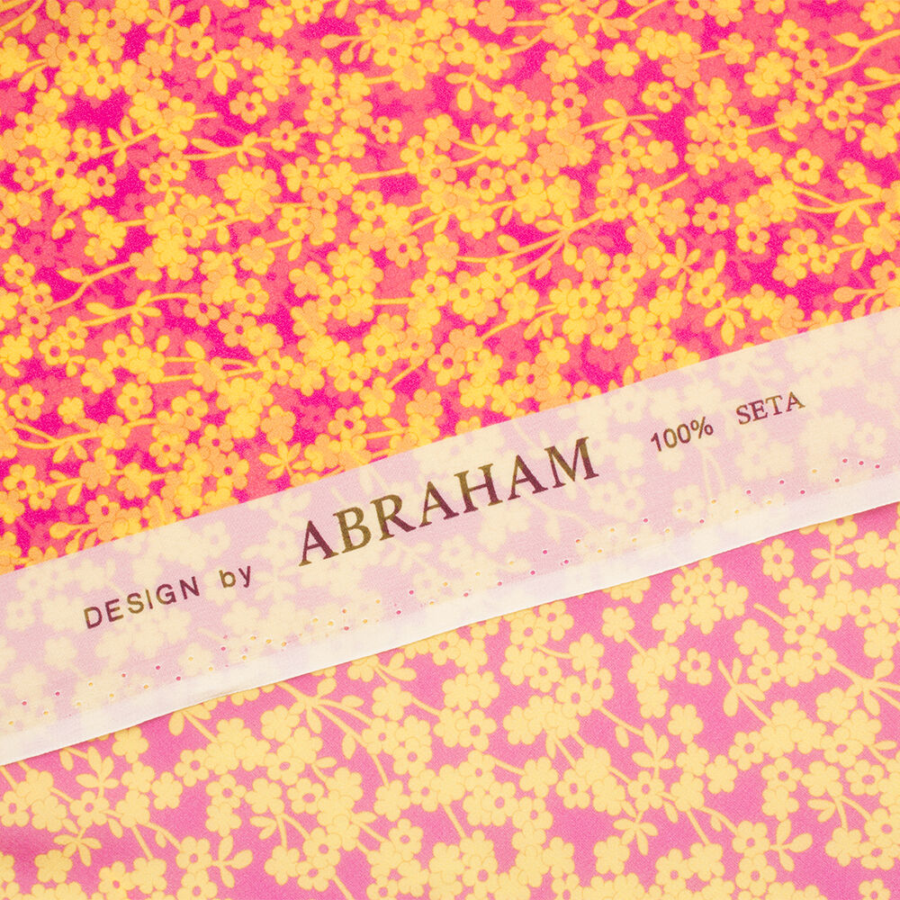 Pink/Yellow Floral Silk Georgette