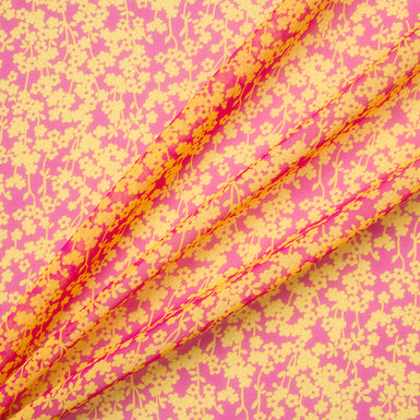 Pink/Yellow Floral Silk Georgette