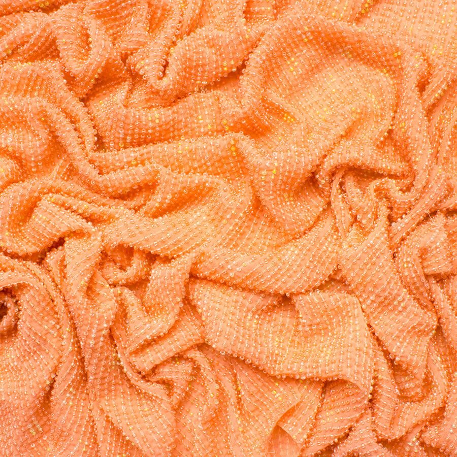 Peach Beaded Silk Georgette