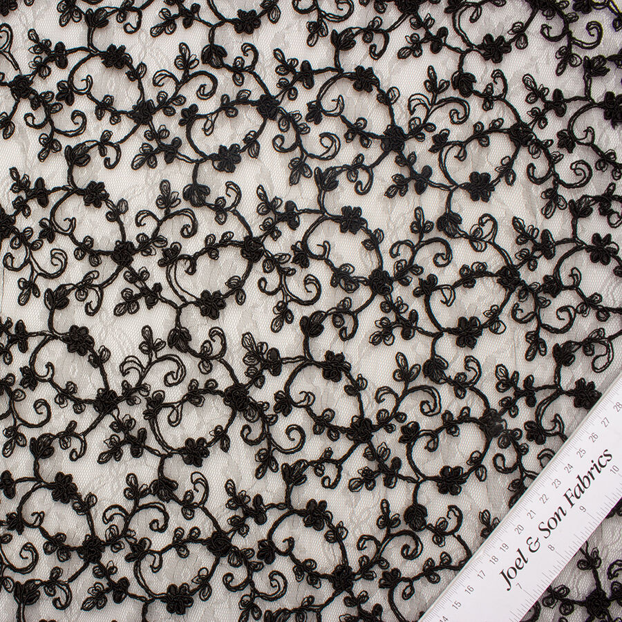 Black Floral Embroidered Tulle