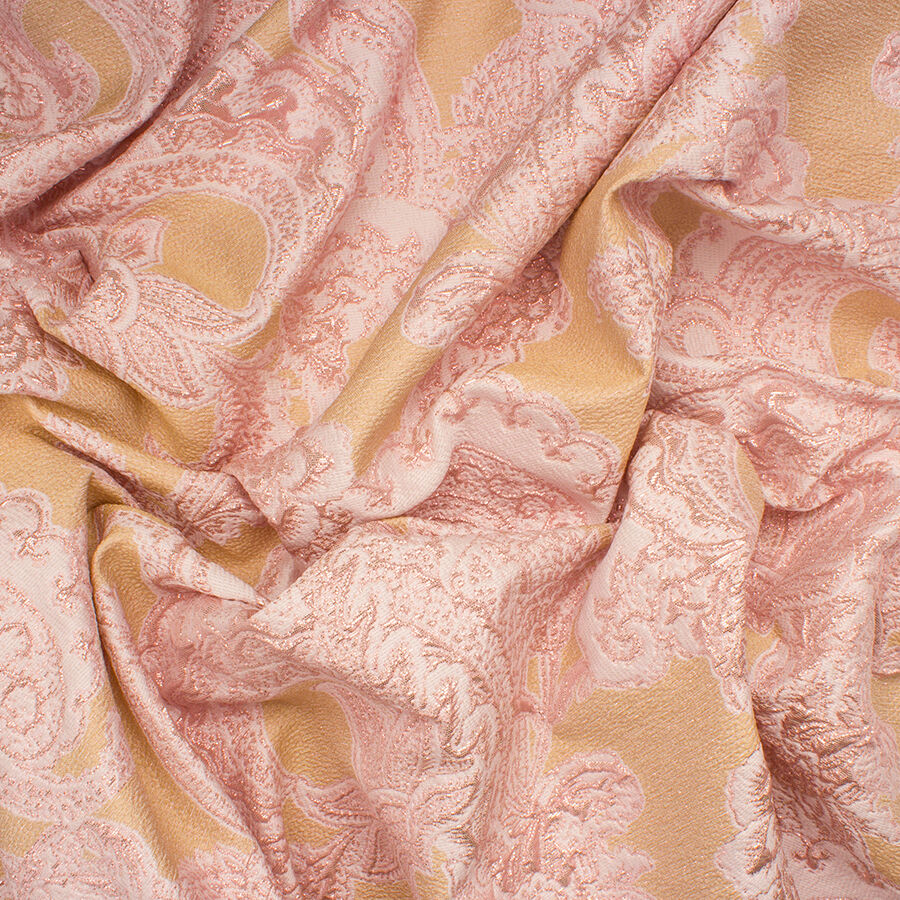 Pink & Beige Metallic Cloqué