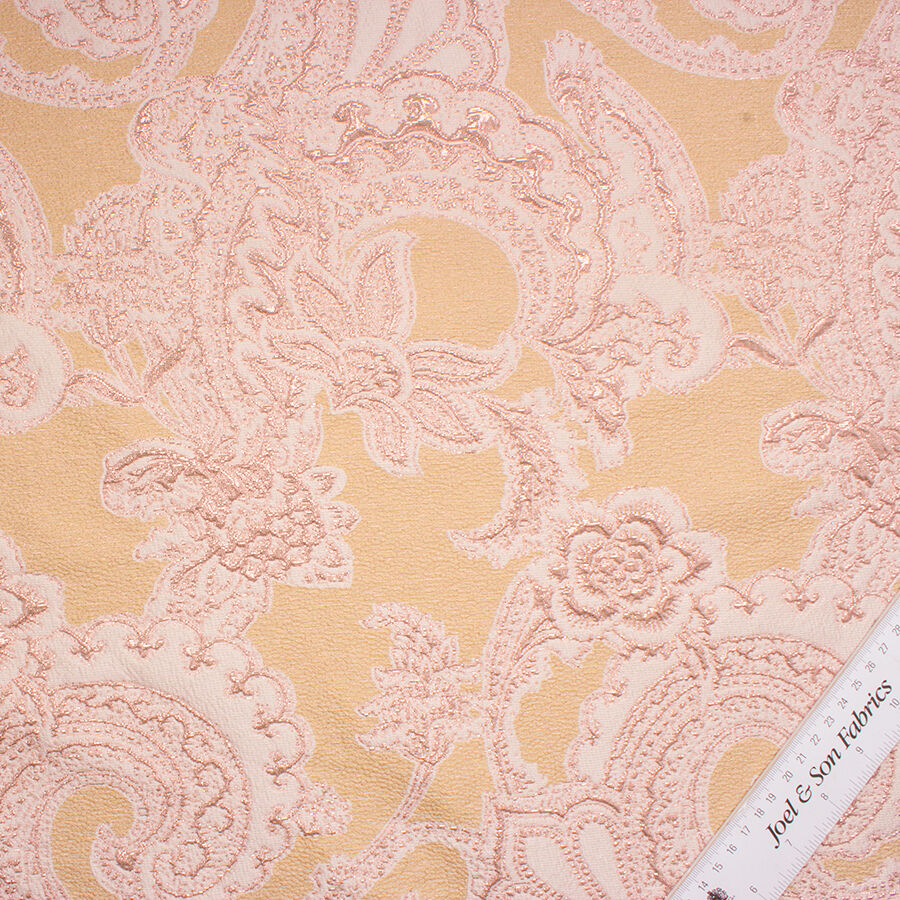 Pink & Beige Metallic Cloqué