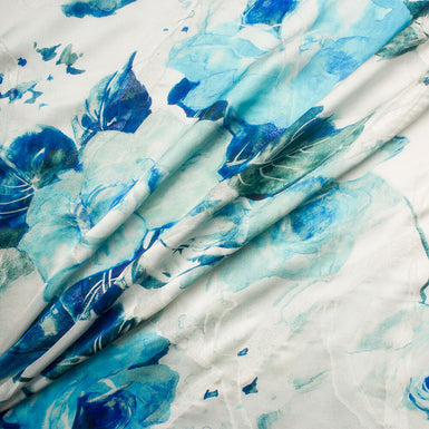 Blue/White Laminated Silk Satin