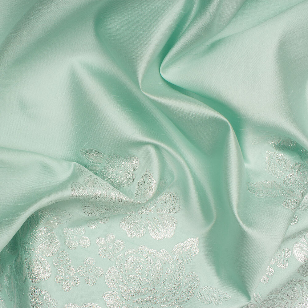 Mint Floral Silk Shantung (A 2 Panel / 2.80m Piece)
