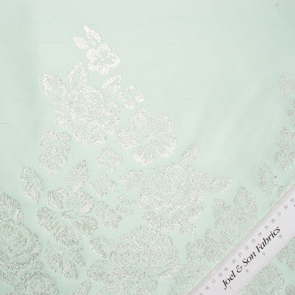 Mint Floral Silk Shantung (A 2 Panel / 2.80m Piece)