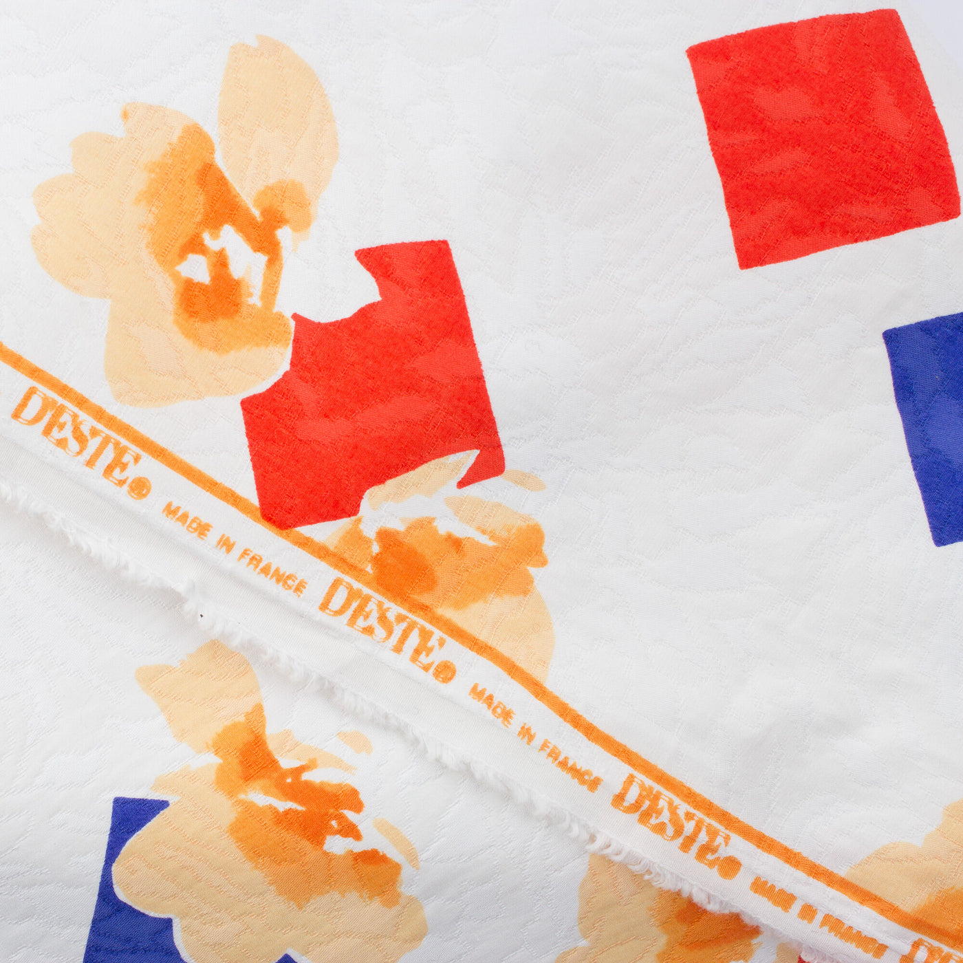 Floral Square Cotton Piqué in Red & Blue