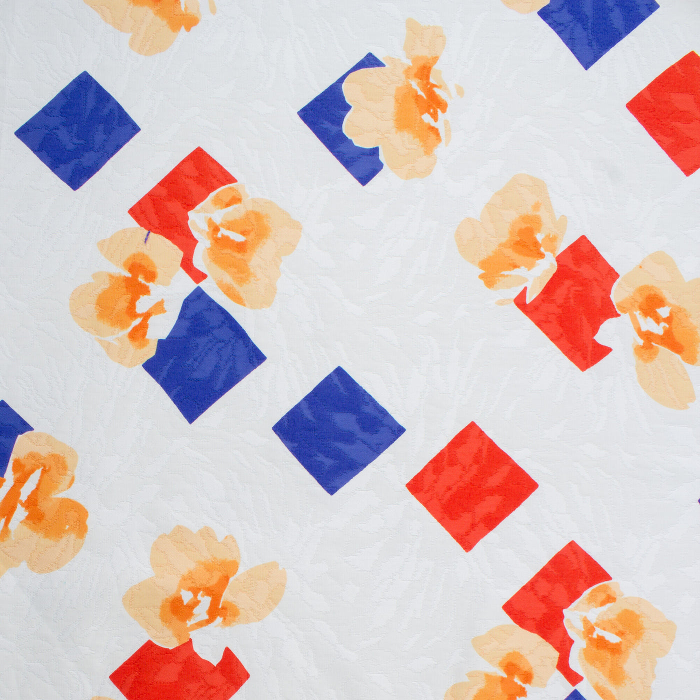Floral Square Cotton Piqué in Red & Blue