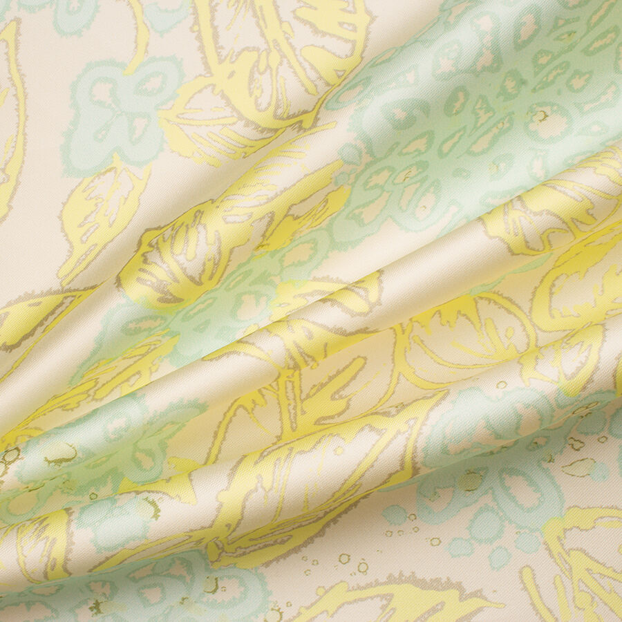 Yellow & Green Printed Silk Mikado (A 2.50m Piece)