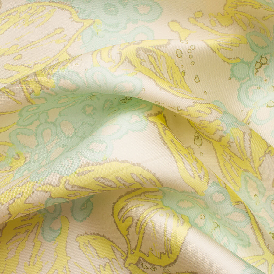 Yellow & Green Printed Silk Mikado (A 2.50m Piece)