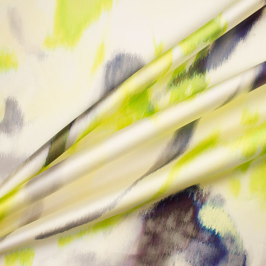 Blue/Yellow Printed Silk Mikado (A 2.45m Piece)