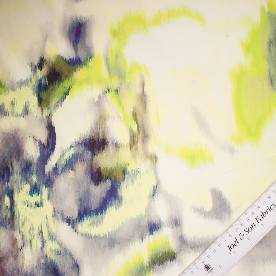 Blue/Yellow Printed Silk Mikado (A 2.45m Piece)