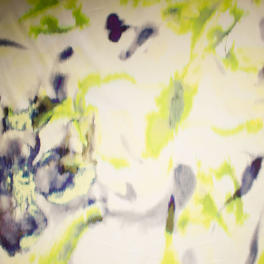 Blue/Yellow Printed Silk Mikado (A 2.45m Piece)