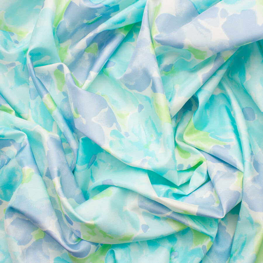 Blue/Green Printed Silk Taffeta