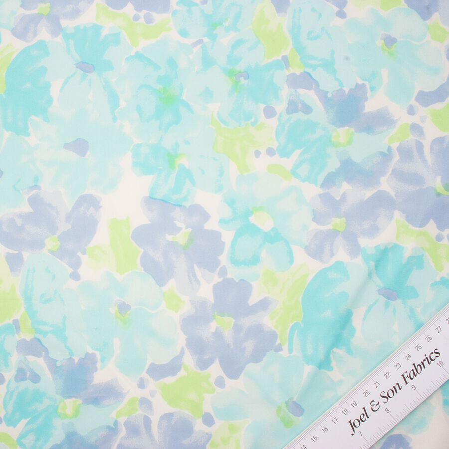 Blue/Green Printed Silk Taffeta