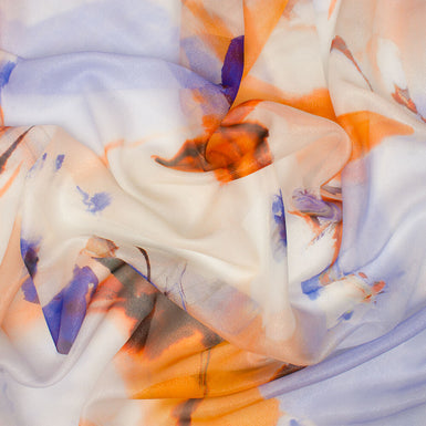 Orange/Lavender Laminated Silk Georgette