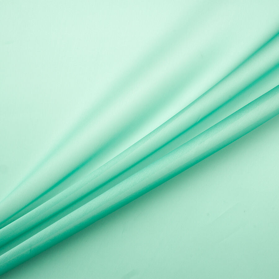 Teal Green Satinised Silk Organza