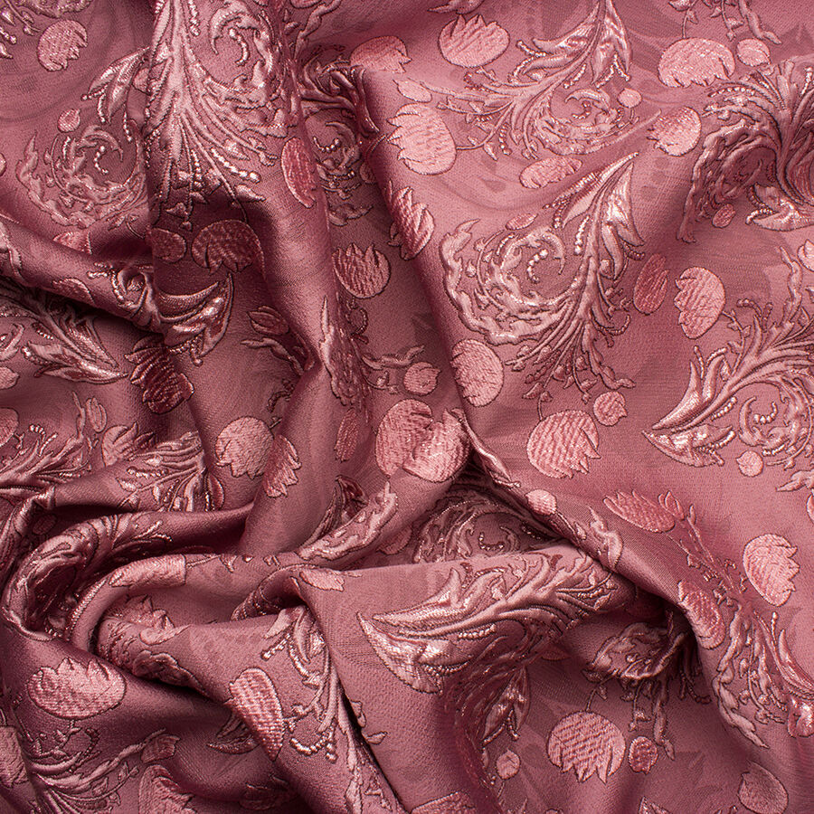 Old Rose Floral Metallic Silk Cloqué