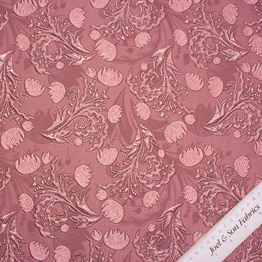 Old Rose Floral Metallic Silk Cloqué