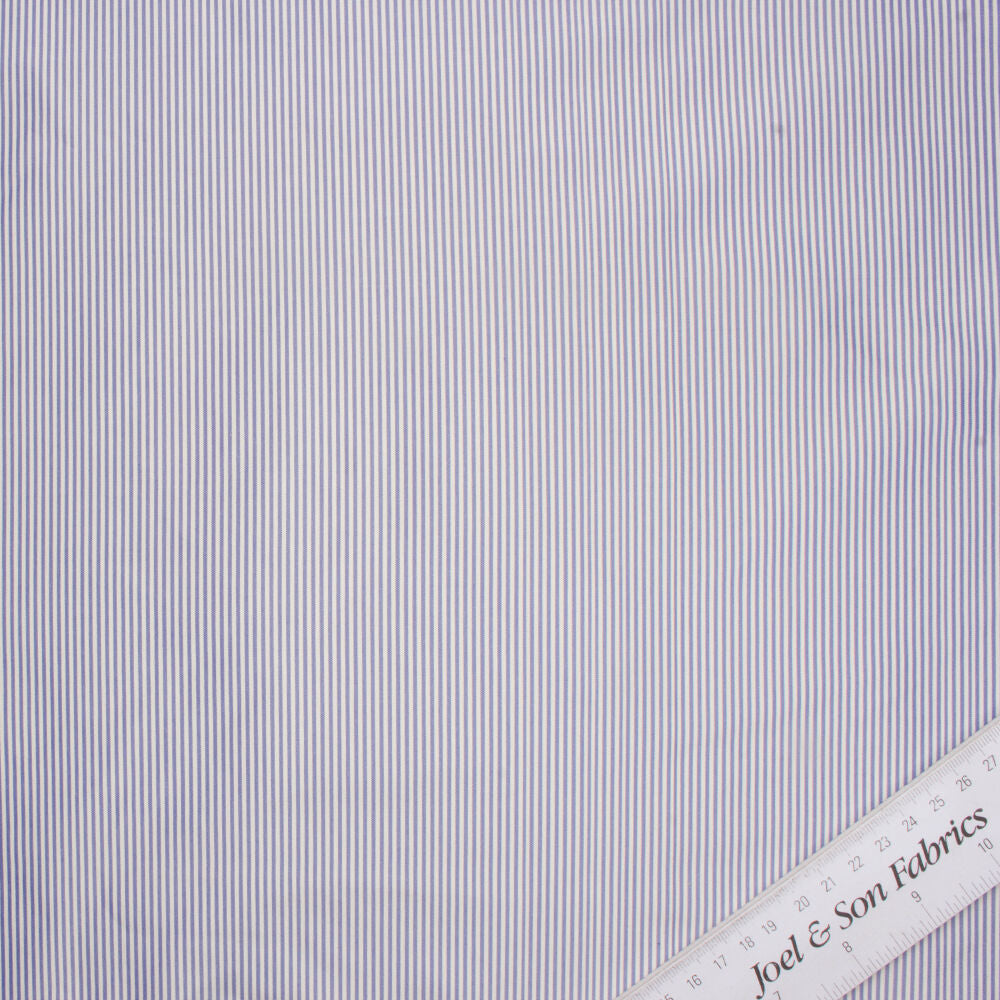 Pale Blue/White Striped Silk Shantung