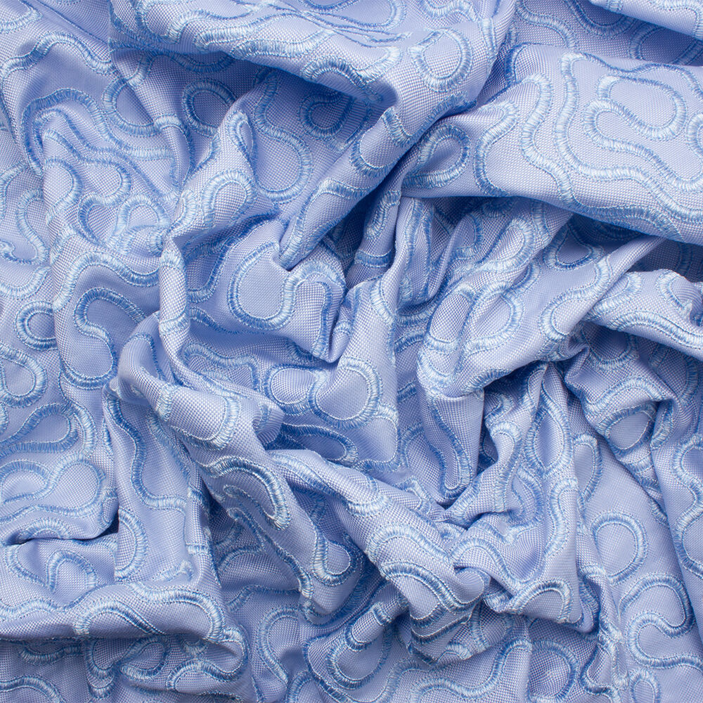 Sky Blue Embroidered Cotton