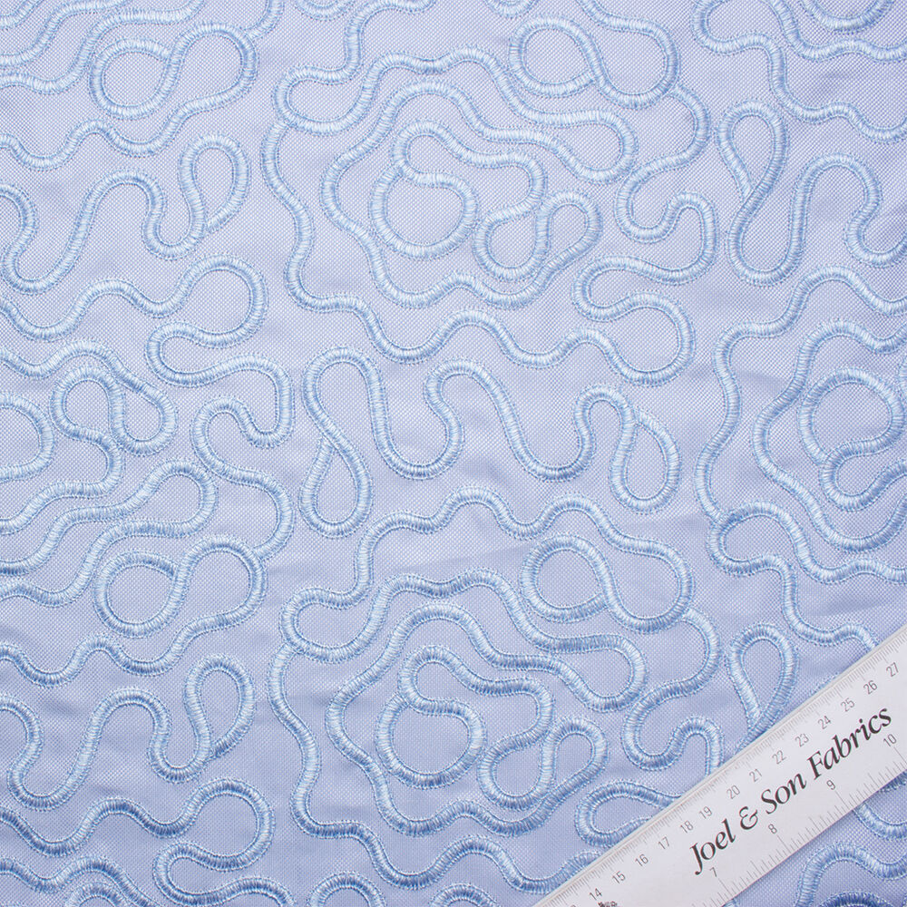 Sky Blue Embroidered Cotton