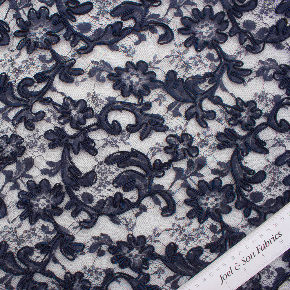 Midnight Blue Heavy Corded Lace