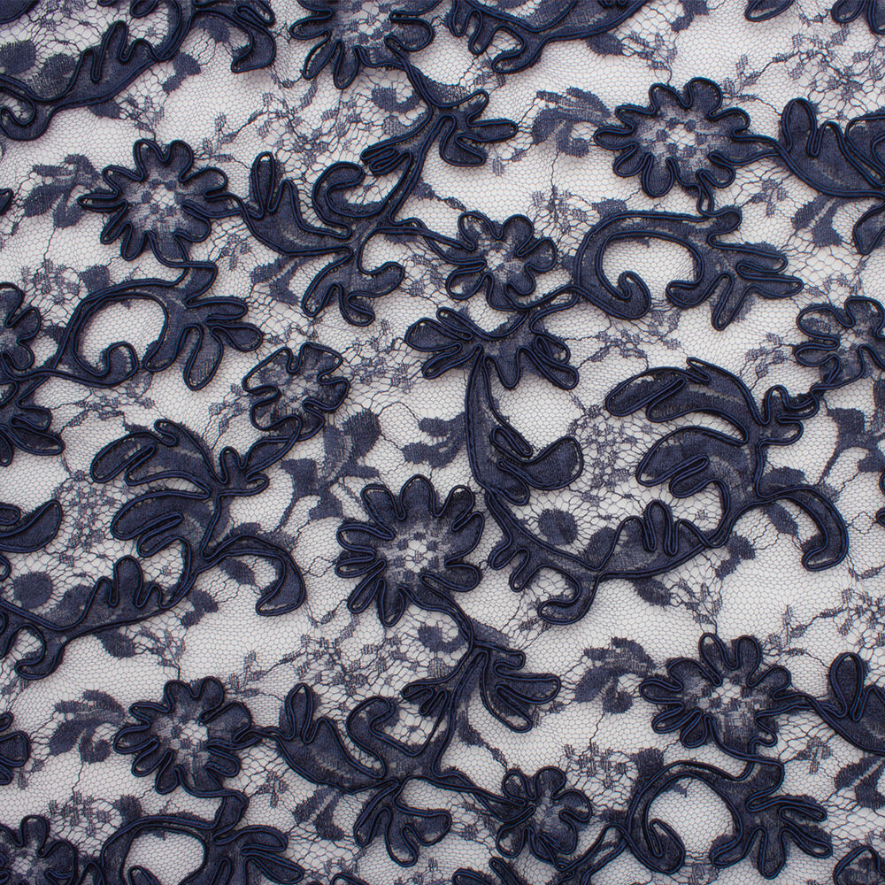 Midnight Blue Heavy Corded Lace