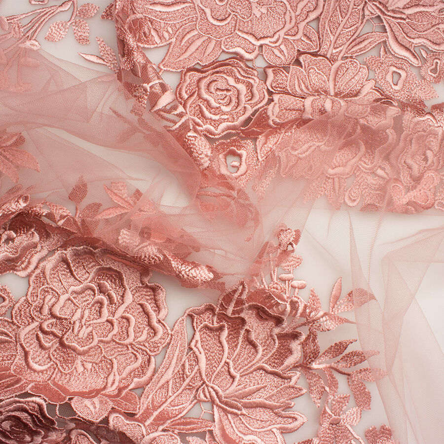 Dusty Pink Embroidered Tulle