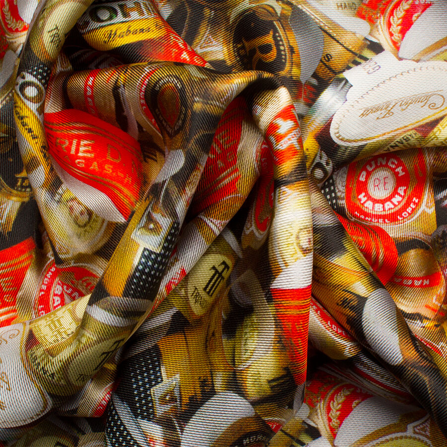 Red 'Labels' Pure Silk Twill