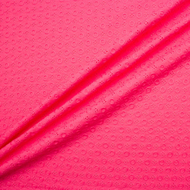 Bright Pink Geometric Cotton Embroidery