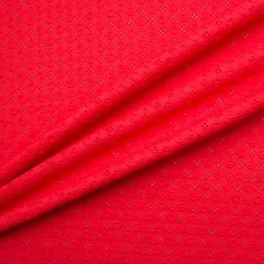 Red Geometric Cotton Embroidery