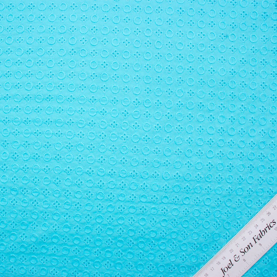 Turquoise Geometric Cotton Embroidery