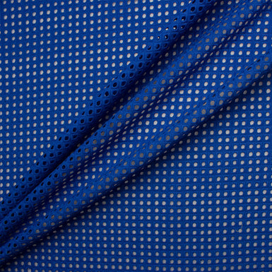 Royal Blue Square Geometric Cotton Embroidery (A 1.80m Piece)